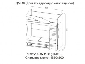 ДМ-16 Кровать двухъярусная с ящиком в Богдановиче - bogdanovich.magazin-mebel74.ru | фото